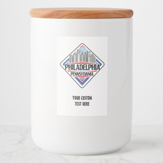 Custom Text Philadelphia Pennsylvania Lebensmitteletikett (Vorderseite)