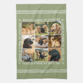 Custom Text Photo Collage Pet Dog Earthy Green Geschirrtuch (Vertikal)