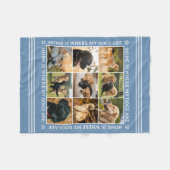 Custom Text Photo Collage Pet Dog Love Blue Fleecedecke (Vorderseite (Horizontal))