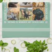 Custom Text Photo Collage Pet Dog Love Soft Green Geschirrtuch (Gefaltet)