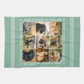 Custom Text Photo Collage Pet Dog Love Soft Green Geschirrtuch (Horizontal)