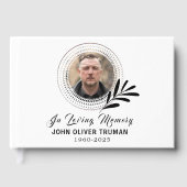 Custom Text Photo Memorial Funeral Leaves Gästebuch (Vorderseite)