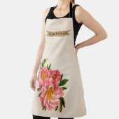 Custom Text Pink Floral Bouquet Kraft Band Schürze (InSitu)