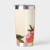 Custom Text Pink Floral Bouquet Kraft Band Thermobecher (Rechts)