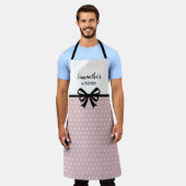 Custom Text Pink White Polka Dots Spaß Niedlich Kü Schürze (Getragen)