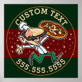 CUSTOM TEXT Pizza Lieferung Pizzeria Zeichen Poster (Vorne)