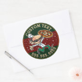 CUSTOM TEXT Pizza Lieferung Pizzeria Zeichen Runder Aufkleber (Umschlag)