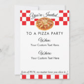 Custom Text Pizza Party|Fun Red White Schachbrett Einladung (Vorderseite)
