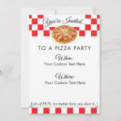 Custom Text Pizza Party|Fun Red White Schachbrett Einladung (Vorderseite)