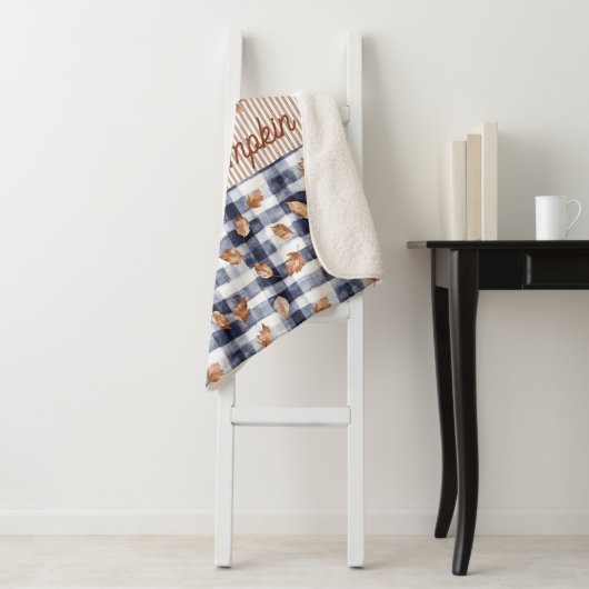 Custom Text Pumpkin Autumn Fall Farmhouse Sherpadecke (Beispiel)