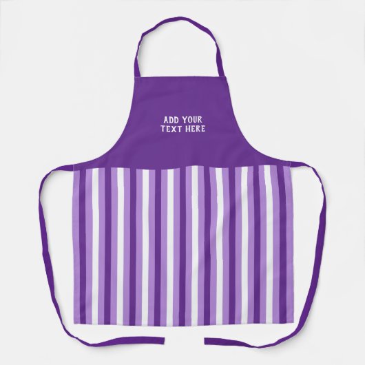 Custom text purple white striped schürze (Vorderseite)