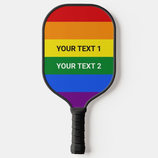 Custom Text Rainbow Pride Pickleball Schläger (Rückseite)