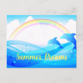 Custom Text Rainbow Summer Magic Blue Delphine Postkarte (Vorderseite)