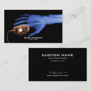 CUSTOM TEXT - Ray Skeleton Hand & Computer Maus Visitenkarte