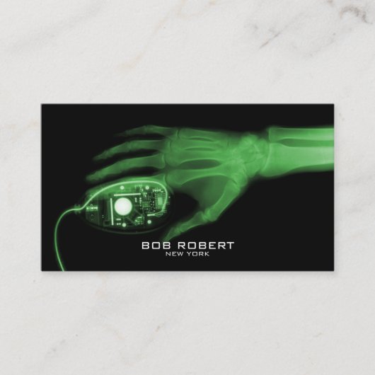 CUSTOM TEXT - Ray Skeleton Hand & Computer Maus Visitenkarte (Vorderseite)