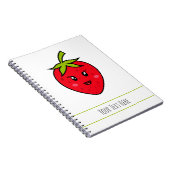 Custom Text Red Strawberry Niedlich Kawaii Frucht Notizblock (Rechte Seite)
