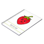 Custom Text Red Strawberry Niedlich Kawaii Frucht Notizblock (Linke Seite)