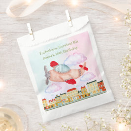 Custom Text Red Vintage Watercolor Airplane Geschenktütchen