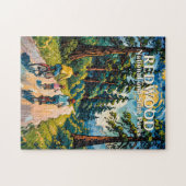 Custom Text Redwood Forest Family Cycling Colorful Puzzle (Horizontal)