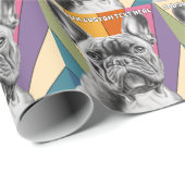 Custom Text Retro Groovy Rainbow French Bulldog Geschenkpapier (Rolleneckpunkt)