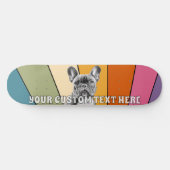 Custom Text Retro Krass Cool Rainbow French Bulldo Skateboard (Horizontal)
