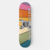 Custom Text Retro Krass Cool Rainbow French Bulldo Skateboard (Vorderseite)