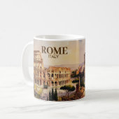Custom Text Rome Italy Colosseum Retro Watercolor Kaffeetasse (Vorderseite Links)