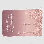 Custom Text Rose Gold Glitzer Golf Handtuch (Horizontal)