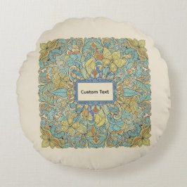 Custom Text Round Zentangle Mandala Pillow Rundes Kissen