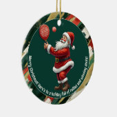 🎾🎄Custom text, Santa Rally Round Keramik Ornament (Rechts)