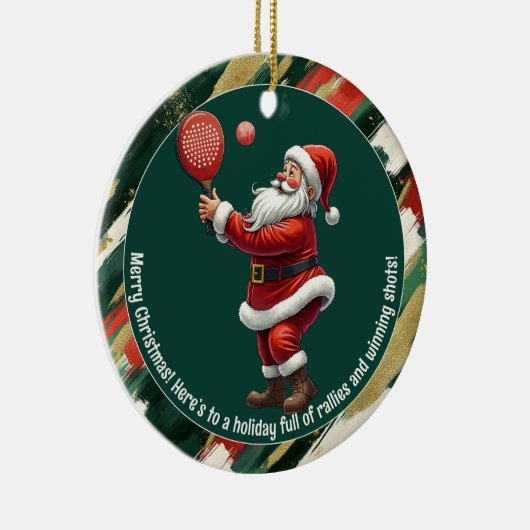 🎾🎄Custom text, Santa Rally Round Keramik Ornament (Rechts)