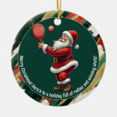 🎾🎄Custom text, Santa Rally Round Keramik Ornament (Vorne)