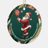 🎾🎄Custom text, Santa Rally Round Keramik Ornament (Links)