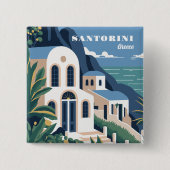 Custom Text Santorini Griechenland Button (Vorderseite)