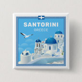 Custom Text Santorini Griechenland Button (Vorderseite)