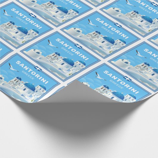 Custom Text Santorini Griechenland Geschenkpapier (Ecke)