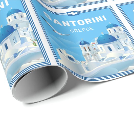 Custom Text Santorini Griechenland Geschenkpapier (Rolleneckpunkt)