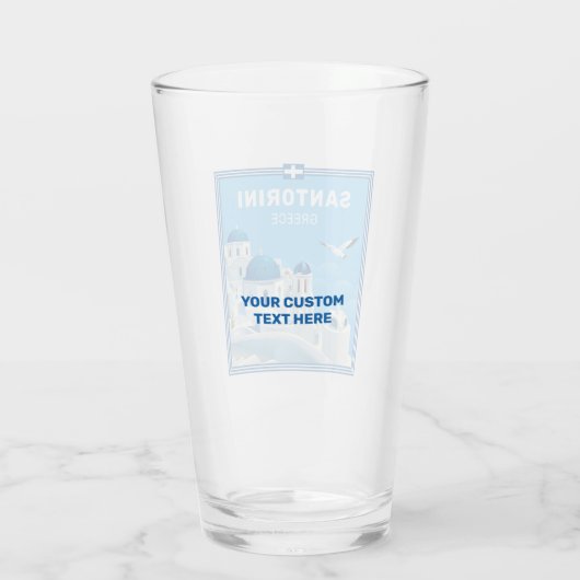 Custom Text Santorini Griechenland Glas (Rückseite)