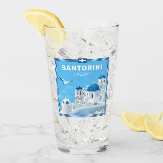Custom Text Santorini Griechenland Glas (Vorderseite Ice)