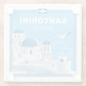 Custom Text Santorini Griechenland Glasuntersetzer (Rückseite)