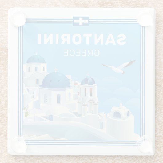 Custom Text Santorini Griechenland Glasuntersetzer (Rückseite)