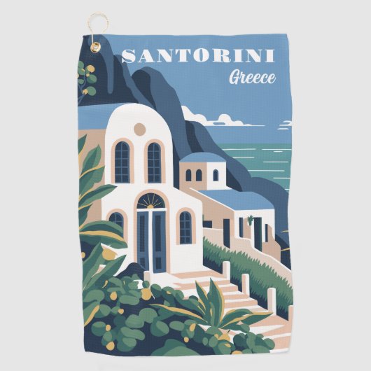 Custom Text Santorini Griechenland Golfhandtuch (Vorderseite)