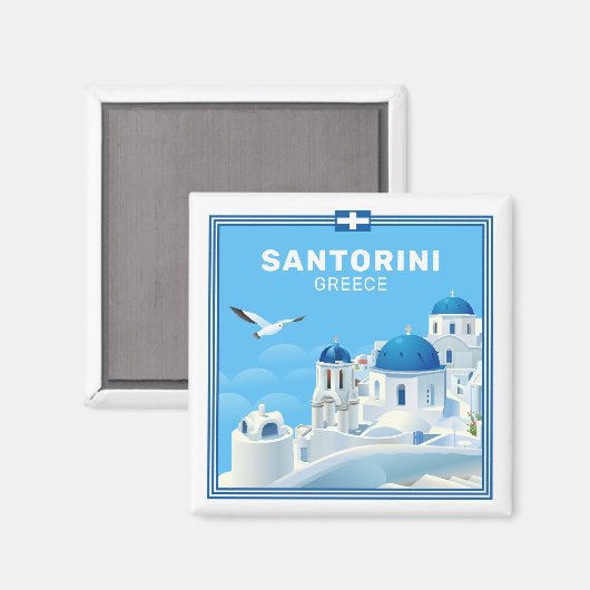 Custom Text Santorini Griechenland Magnet (Vorderseite/Rückseite)