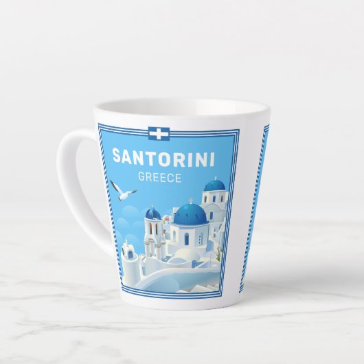 Custom Text Santorini Griechenland Milchtasse (Linke Ecke)