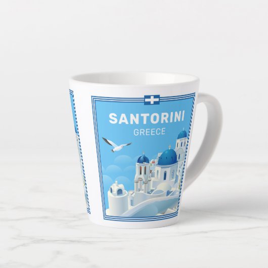 Custom Text Santorini Griechenland Milchtasse (Rechte Ecke)