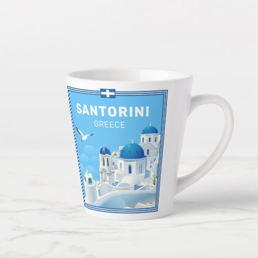 Custom Text Santorini Griechenland Milchtasse (Rechts)
