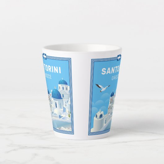 Custom Text Santorini Griechenland Milchtasse (Vorderseite)