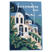 Custom Text Santorini Griechenland Mittlere Geschenktüte (Vorderseite)