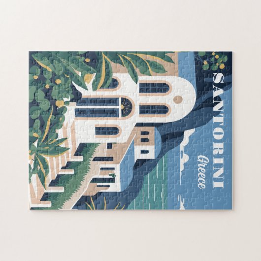 Custom Text Santorini Griechenland Puzzle (Horizontal)