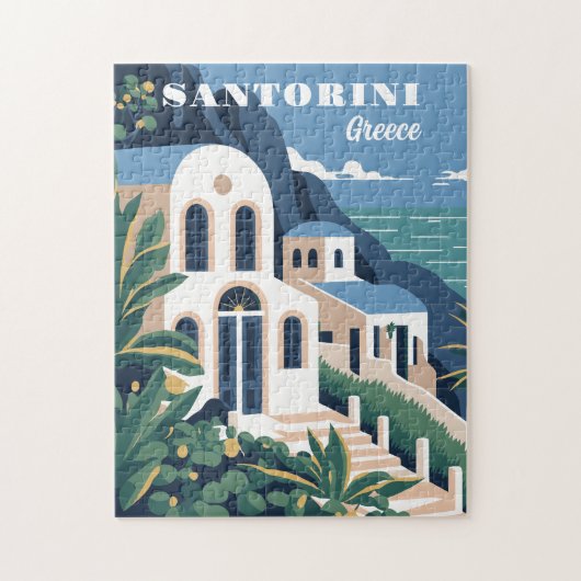 Custom Text Santorini Griechenland Puzzle (Vertikal)